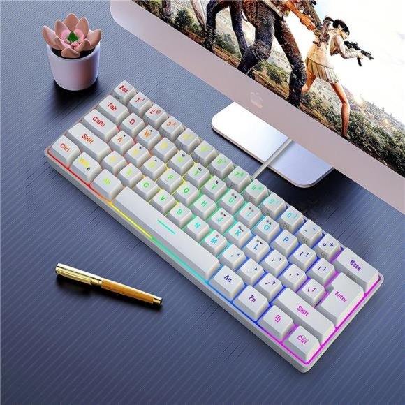 60% Wired Gaming Keyboard, 61 Keys RGB Backlit Wrist Rest Ultra-Compact Mini - Picture 6 of 6
